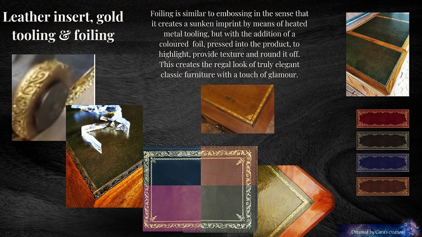 Leather-tooling leather-insert desk leather insert gold tooling gold foiling Chippendale-desk partner's-desk carpenter-and-sons