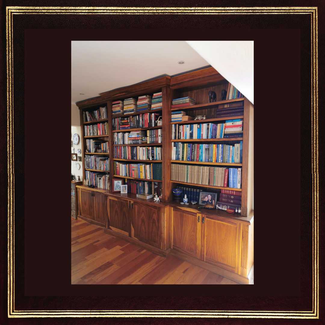 Bookshelf with wood character with storage place below custom design Embrace order and display!